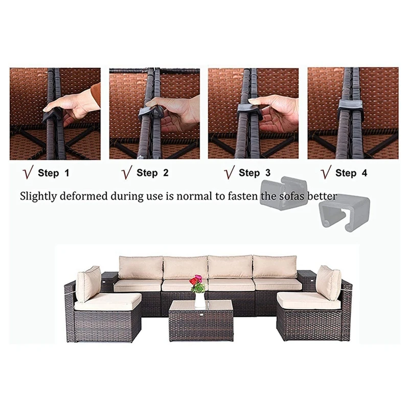 20 PC Outdoor Garden Rattan Wicker Furniture Alignment Fastener Sofa Clip Connector Suitable For Rattan Furniture Sofa