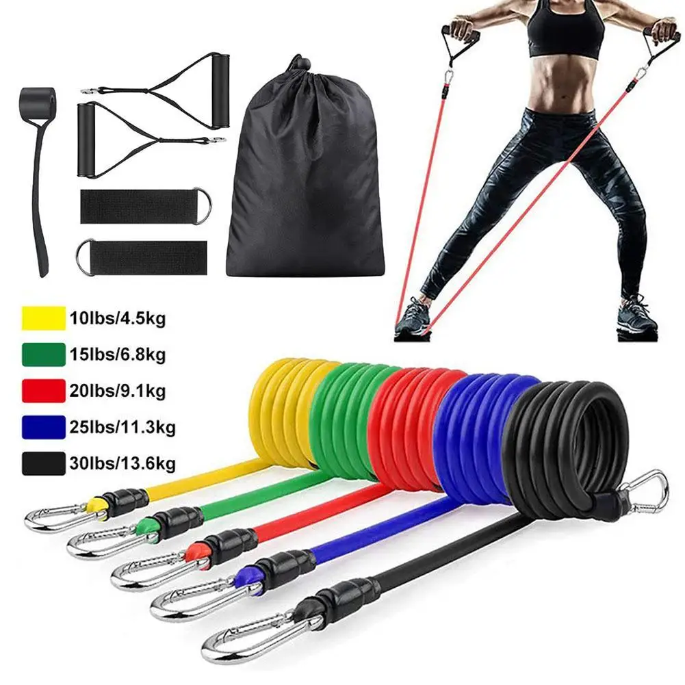 

11Pcs Portable Resistance Bands Set Fitness Exercise Bands Muscle Builder For Arm Chest Back Abdominal Butt Leg