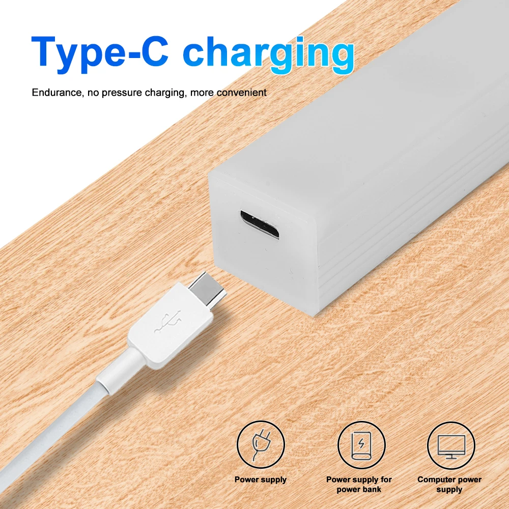 Tybe-c Rechargeable LED Car Interior Lights Floor Trunk Hood Automatic Induction White Light Bar Magnetic Maual/Sensing Mode