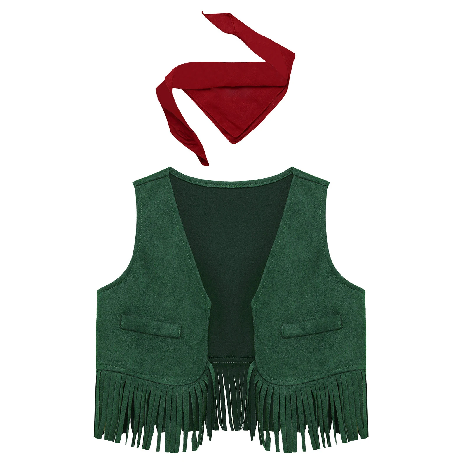 Baby Western Cowboy Cosplay Kostüm Wildleder Quasten Weste Westen mit Bandana Kinder Halloween Karneval Party Fancy Dress Up – Detail 13