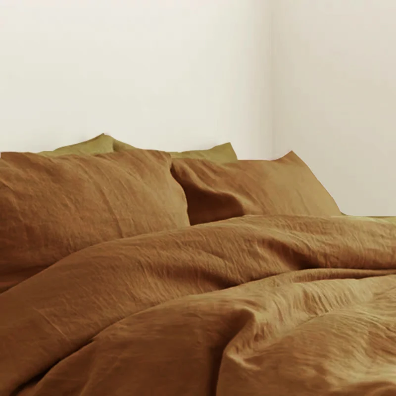

100% Linen Duvet Cover Set Basic Natural French Washed Flax Solid Color Soft Breathable Farmhouse Bedding with Button