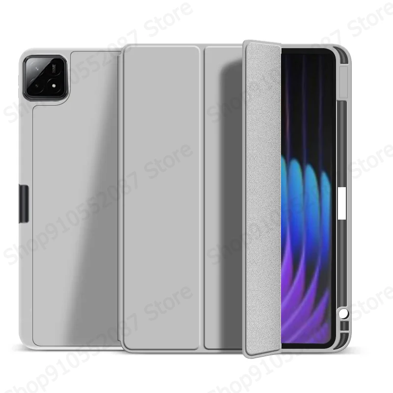 Elegant Trifold PU Leather Stand Cover with Pen Holder - Soft Back Case