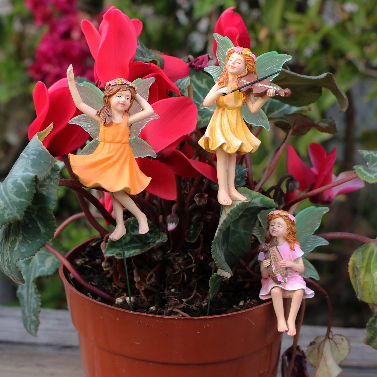 3pcs Mini Resin Playing Dance Flower Fairy Fairy Model Flower Pot Sand Table Decoration Gift resin ornaments,resin statue,resin handicraft ornaments,resin ornament