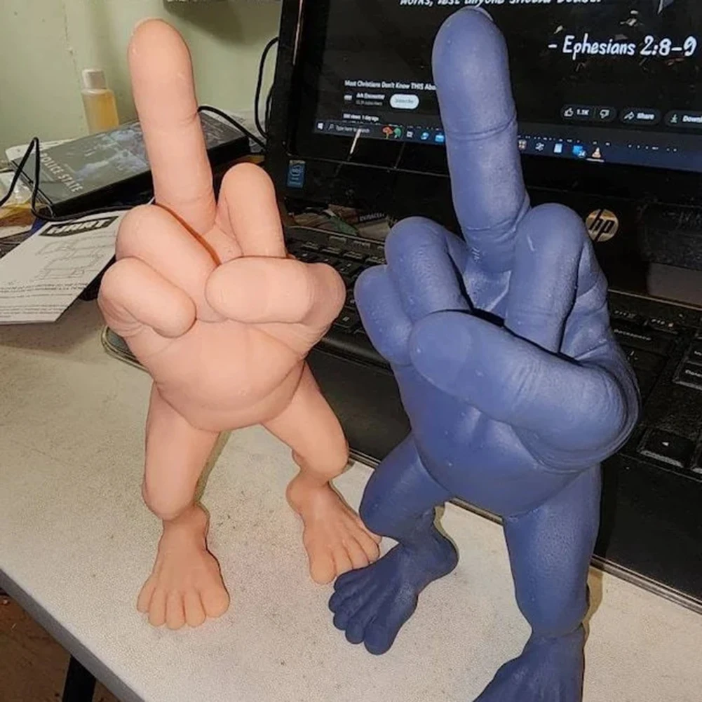 Middle Finger Figure With Legs Middle Finger Cute Duck Figurine Sculpture Home Desktop Ornament Garden Decoration