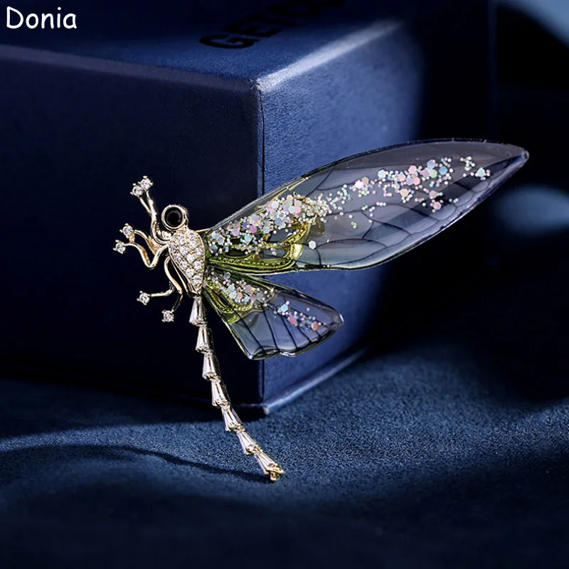 

Bobokiki Jewelry Fashion Dragonfly Titanium Steel Micro-Inlaid AAA Zircon Luxury Retro Insect Brooch