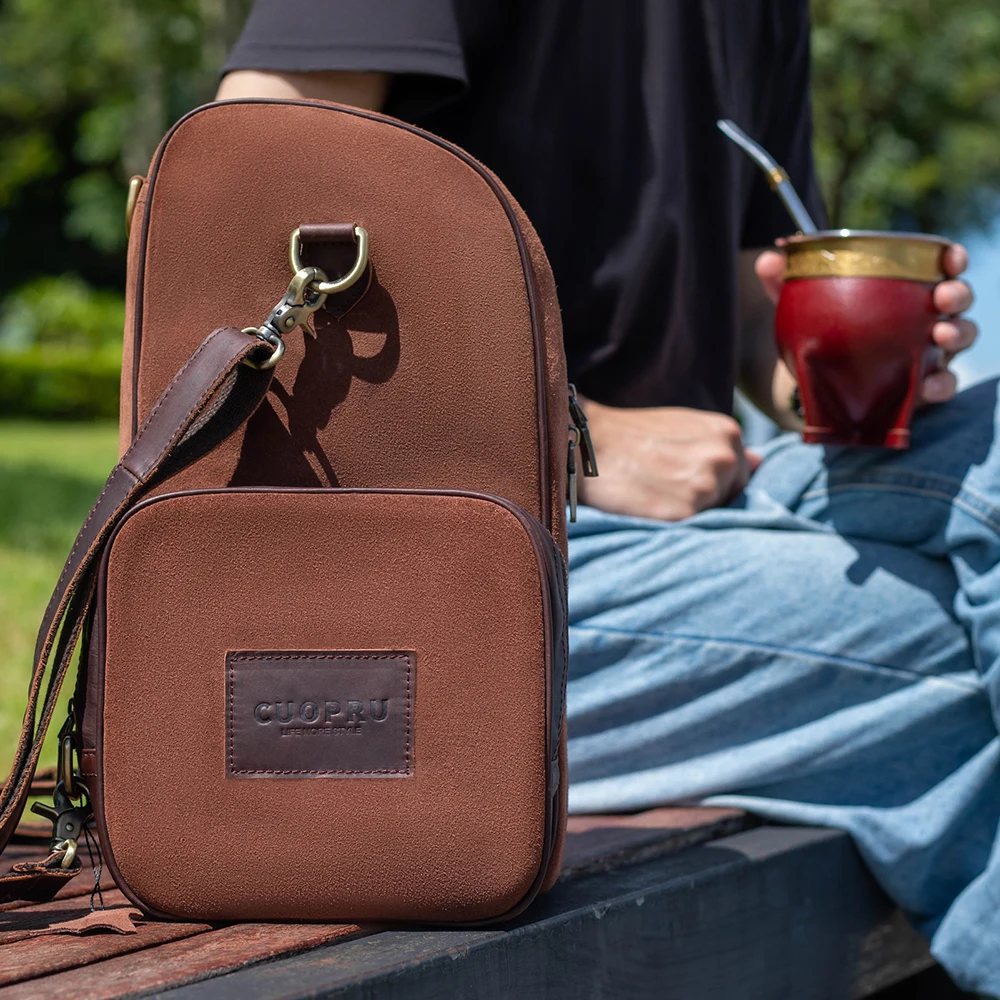 Premium Leather Handmade Unisex Maillard Style Travel Tote Bag