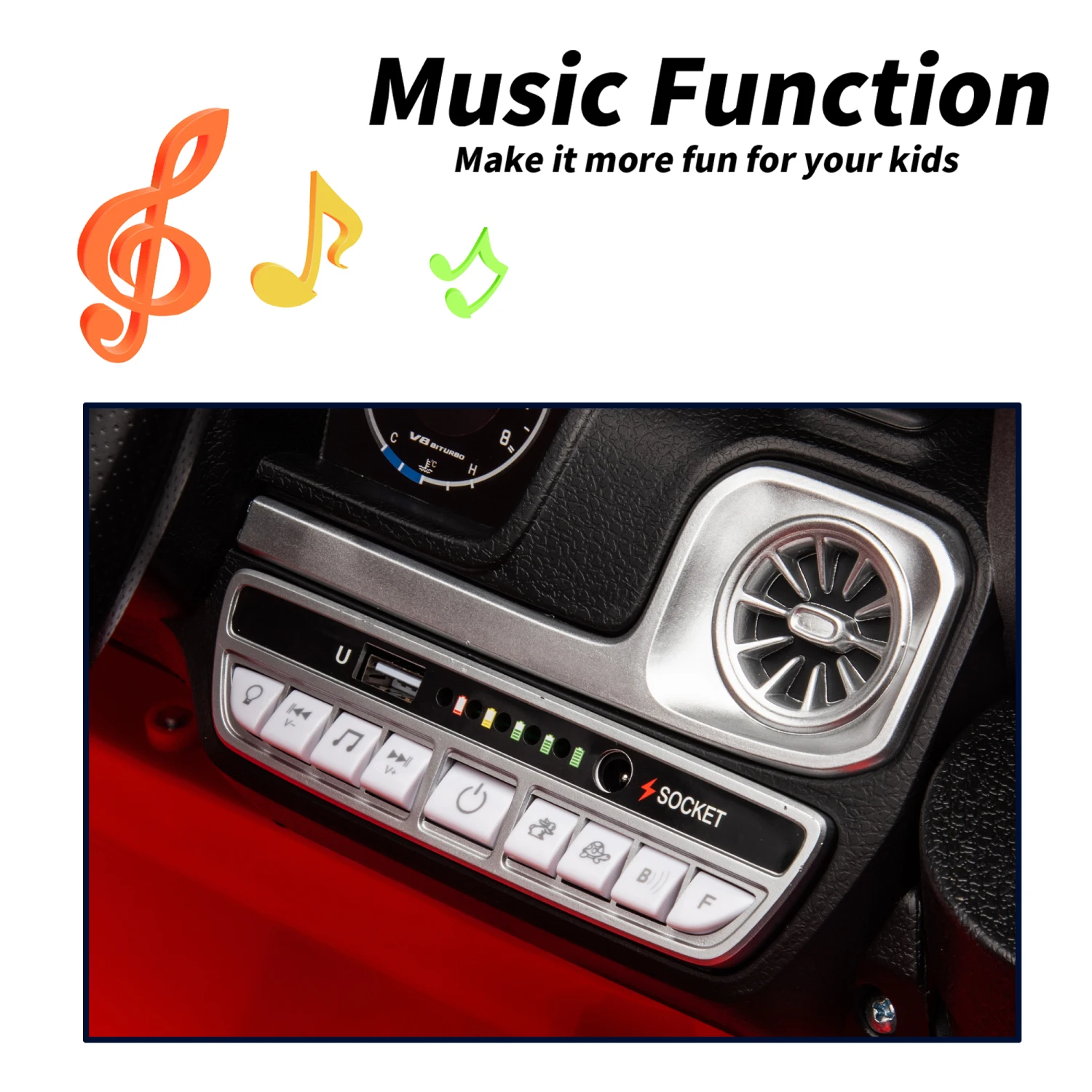 Licensed Mercedes Benz G63 Kids Ride On Car, 12V Electric Vehicle with Remote Control, Double Open Doors, Music, Bluetooth, Whee 3