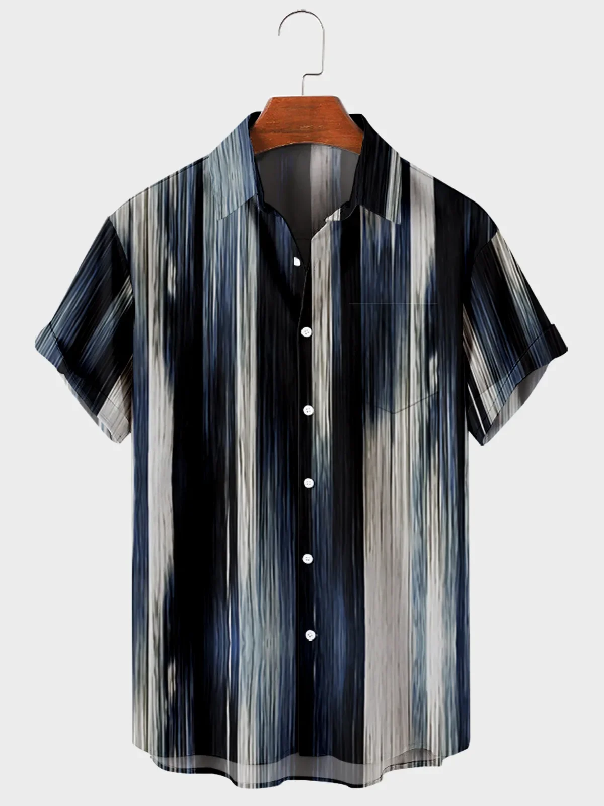

New High Quality Hawaiian Men's Shirts Geometric Striped Graffiti Loose Short Sleeve Men's Casual Buttons Beach Shirts Top