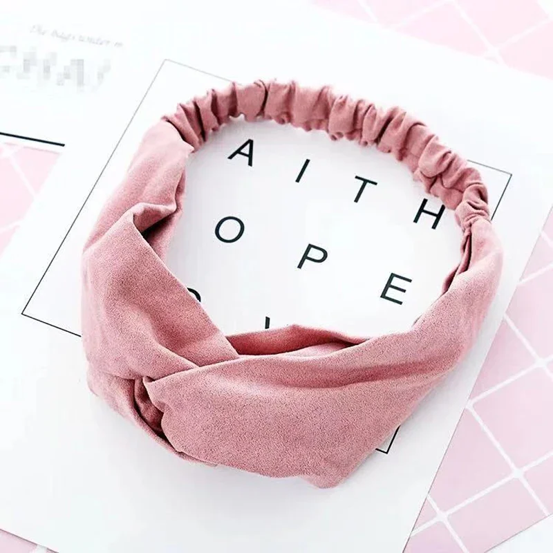 Hair Bands Women Headband Cross Knot Stretch Hair Band Soft Girls Hairband Hair Accessories Suede Knotted Headwrap Gift