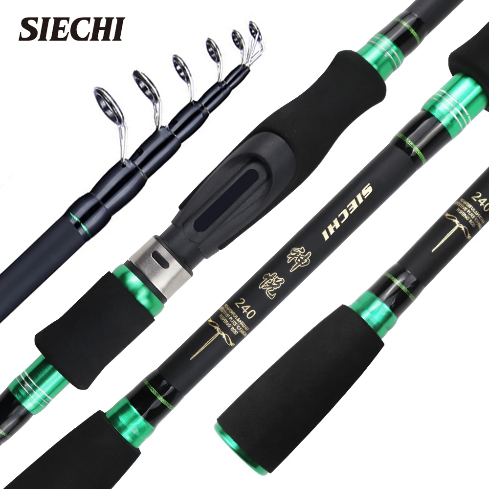 

SIECHI New Telescopic Lure Rod 1.8M 2.1M 2.4M 2.7M Carbon Fiber Casting/Spinning handle Spinning Rod Fishing Pole Tackle