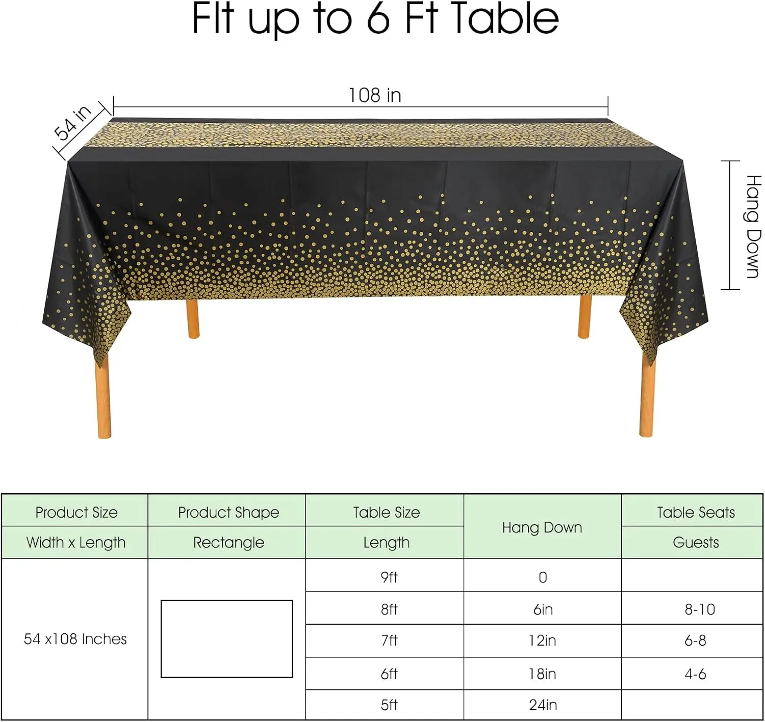Disposable Tablecloth Plastic Tablecloths Party Table Cover for Graduations Birthday Thanksgiving Holloween Wedding Outdoor BBQ