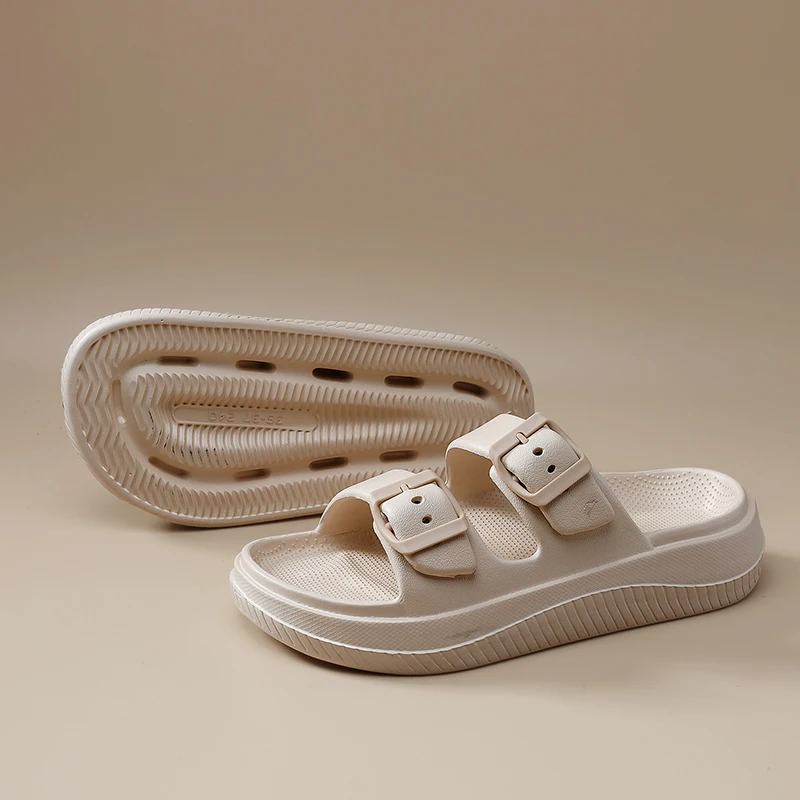 Soft Sole Eva Cloud Slippers Women 2024 Summer Double Buckle Pillow Sandals Woman Slides Flat Heels Non Slip Home Flip Flops 3