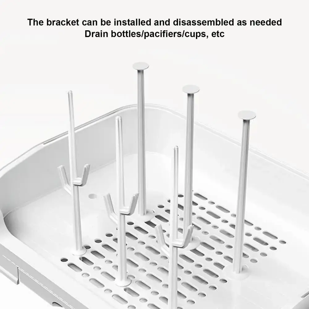 Plastic Babies Bottles Drying Rack with Cover Removable Drain Tray Dustproof Baby Bottle Rack Baby Bottle Storage Box