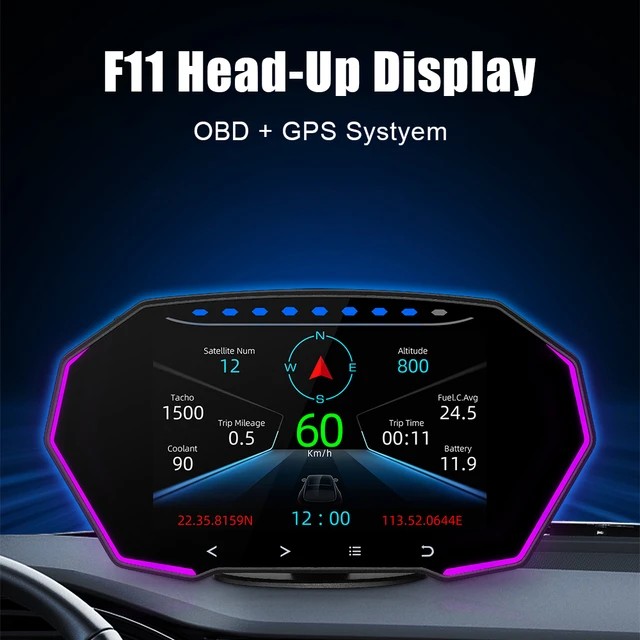 Pantalla frontal para coche, pantalla digital HUD, velocímetro, odómetro,  alarma de aceleración, fatiga y recordatorio de conducción, universal para