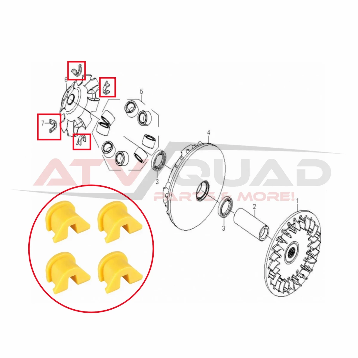 Primary Clutch Variator Slider for CFmoto 500 X5 U5 CF188 600 X6 U6 Z6 625 CF196 800 X8 U8 Z8 Trail 800EX 820 0180-051003-0003