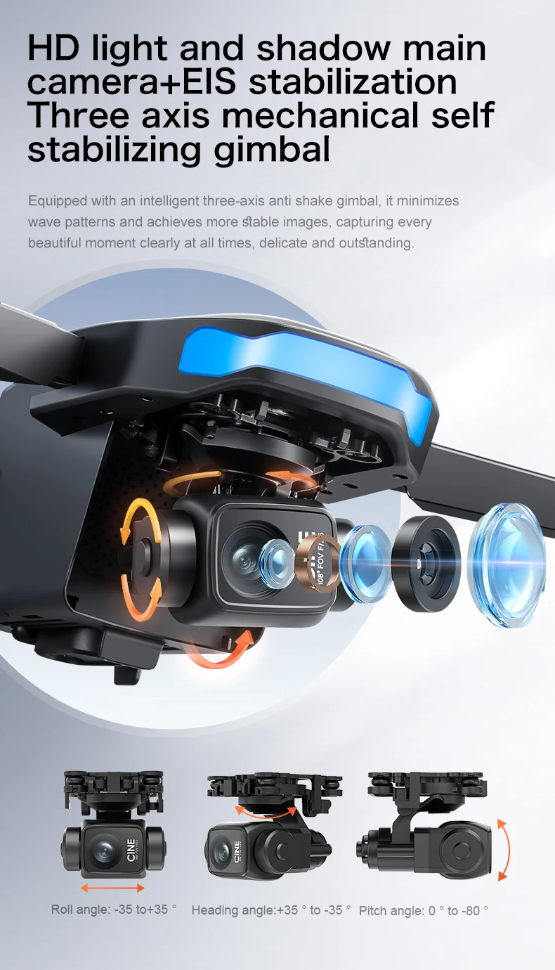 S-X1 nuevo Drone con pantalla cardán antivibración de 3 ejes 8K aéreo sin escobillas RC Quadcopter 5G GPS 8K cámaras HD EIS Mini UAV juguete para regalo