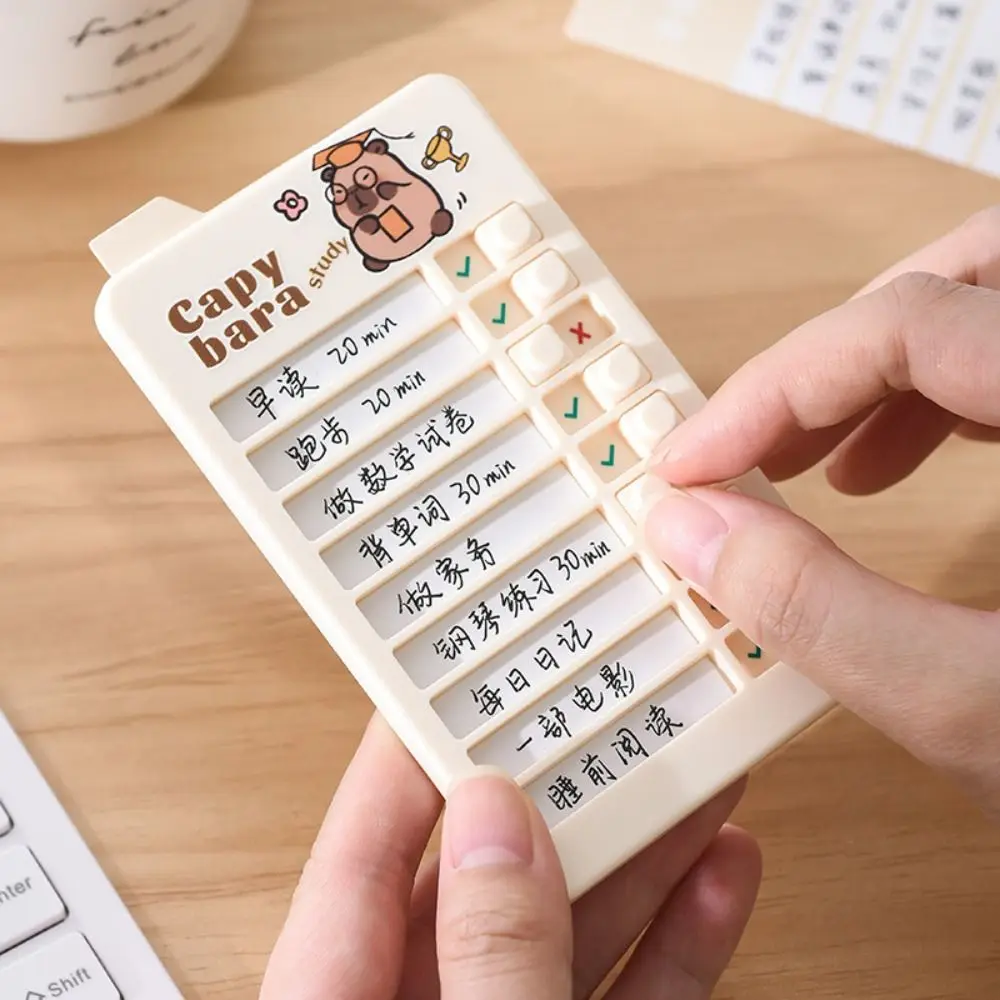 Capybara Self-discipline Punch Card Cartoon Detachable Chores Checklist Schedule Memo Plastic Efficient Learning Plan