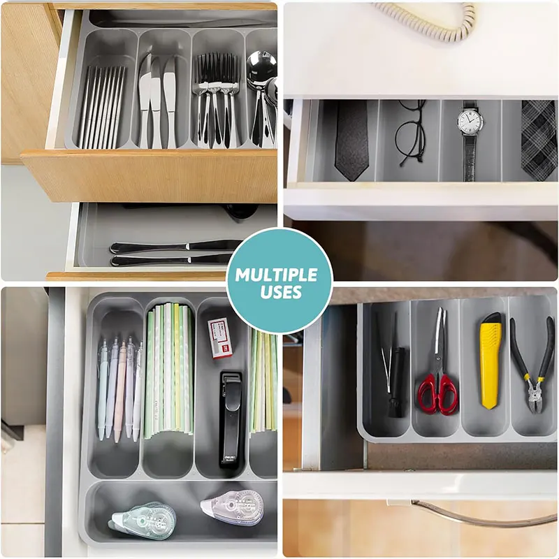 Cutlery Organizer Expandable Adjustable Kitchen Utensil Tray 6 Compartment Flatware Storage Divider
