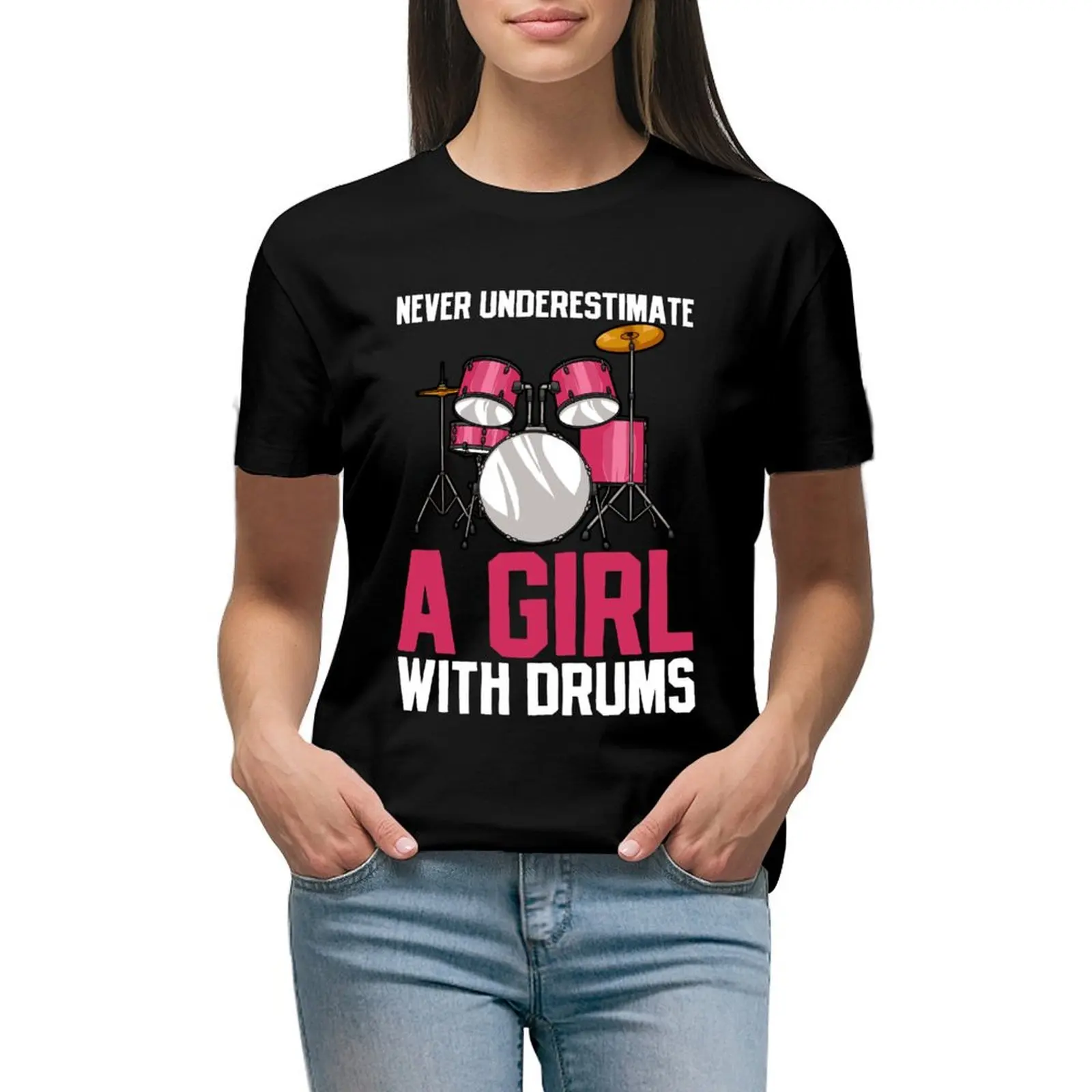 

Drummer Girl Drums Player Drumming T-shirt anime clothes tops summer top tshirts woman