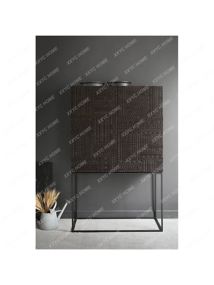 

Solid Wood Teak Sideboard Cabinet Hand-Carved Simple and Light Luxury Bookcase Wine Cabinet armario joyero con espejo furniture