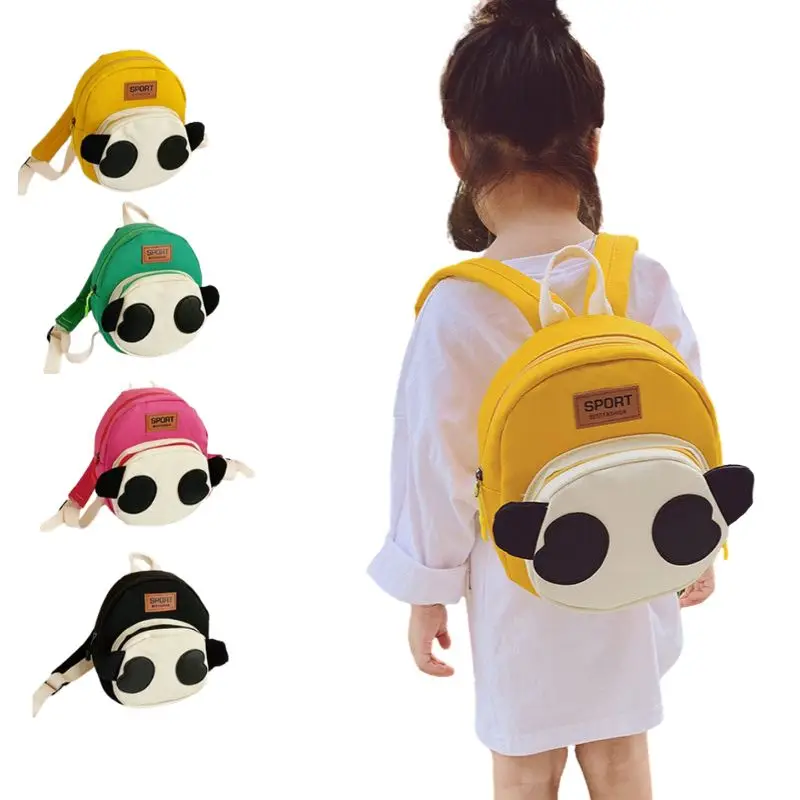

2023 New Panda Canvas Primary School Bookbags Cartoon Animal Cute Kindergarten Baby Bag Snack Storage Shopping Backpack
