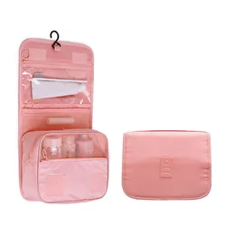 Waterproof Travel Toiletries Organizer for Women - High-Quality Makeup and Bathroom Essentials Pouch with Hook (Pink)