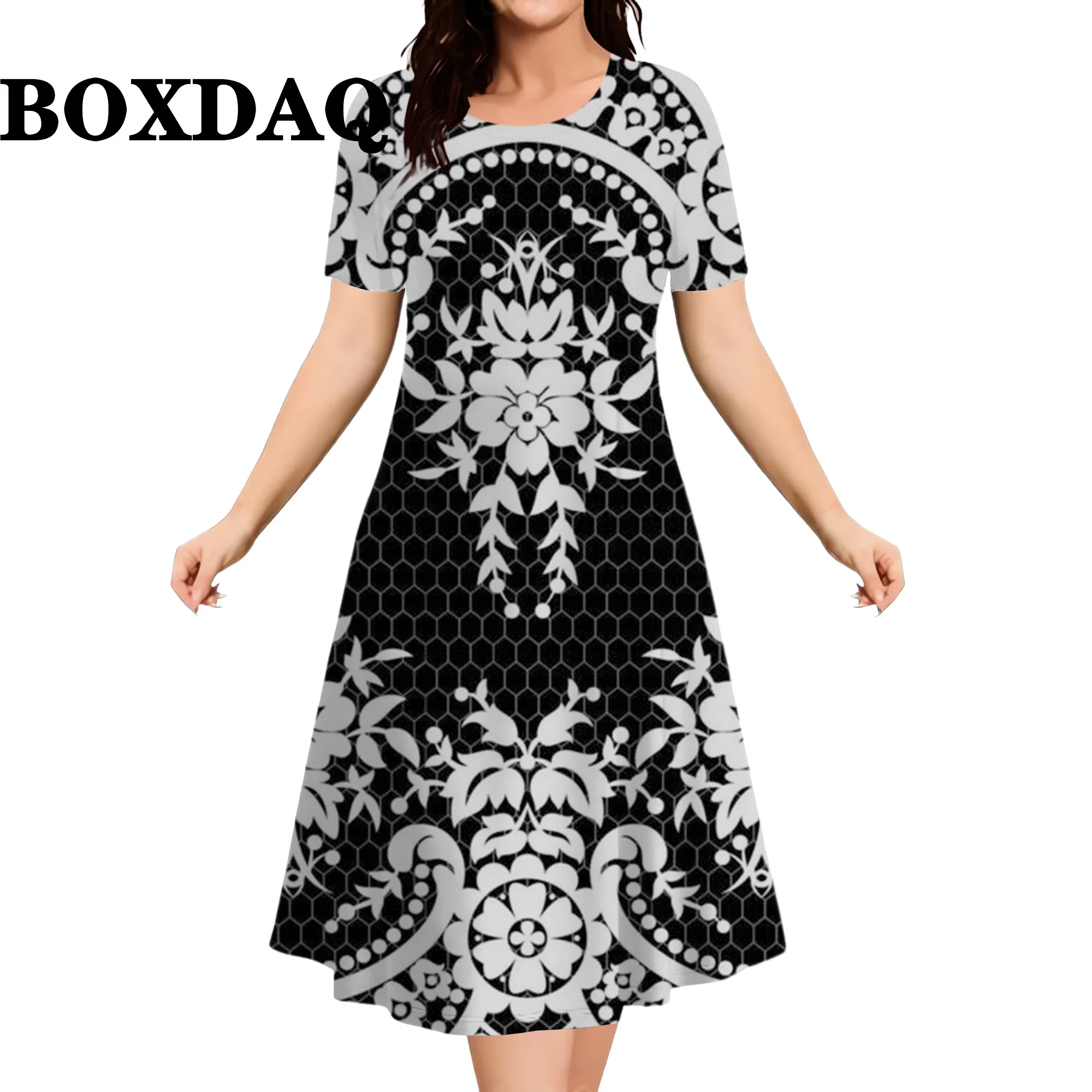 2026 New Floral Graphic Print Women’s Dresses Elegant Ladies Summer Dress Casual Retro Plus Size Female Fashion Loose Dress 9XL