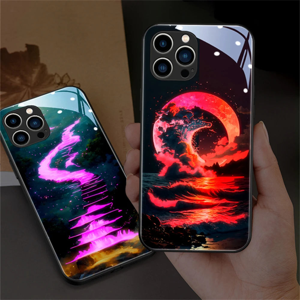 Dream Beach Leuchtende Handyhülle für Samsung S25 S24 S23 S22 S21 S20 FE Note 10 20 Plus Ultra LED-Lichtglas stoßfeste Abdeckung – Detail 18