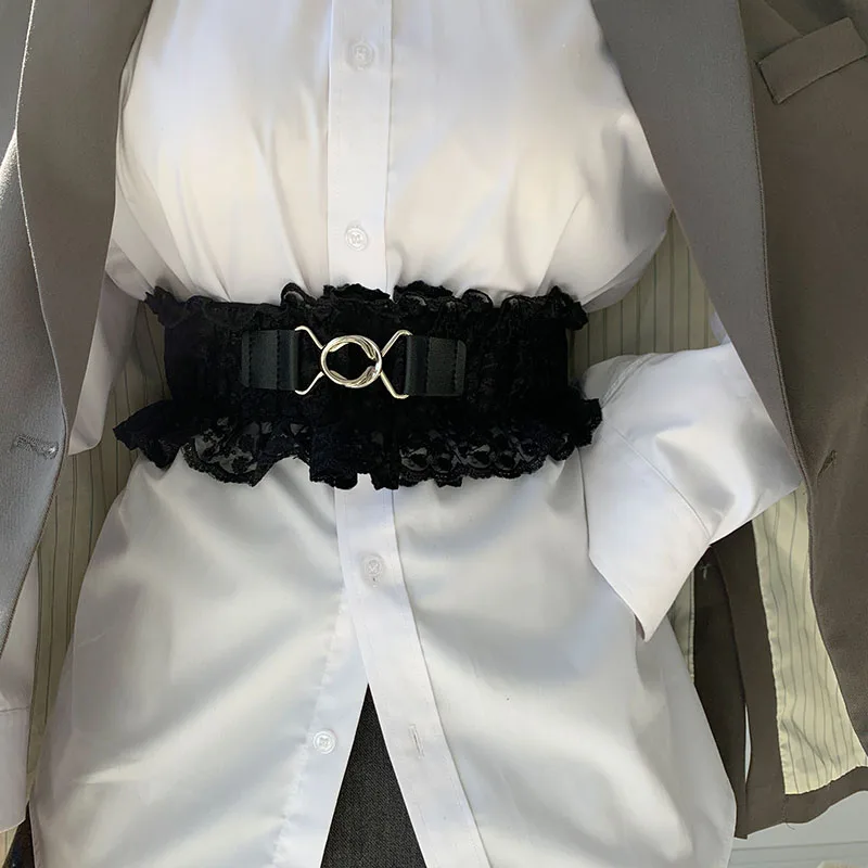Waist belt for women, new retro style, versatile lace waist belt with high-end fashion, elastic and adjustable, unique design, w