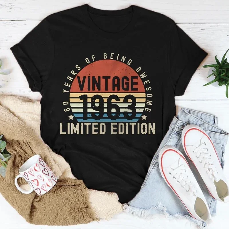 

Hot Birthday Party Gifts Vintage Print Short Sleeve T Shirts Men Women Shirts Summer Short Sleeved Unisex Tops