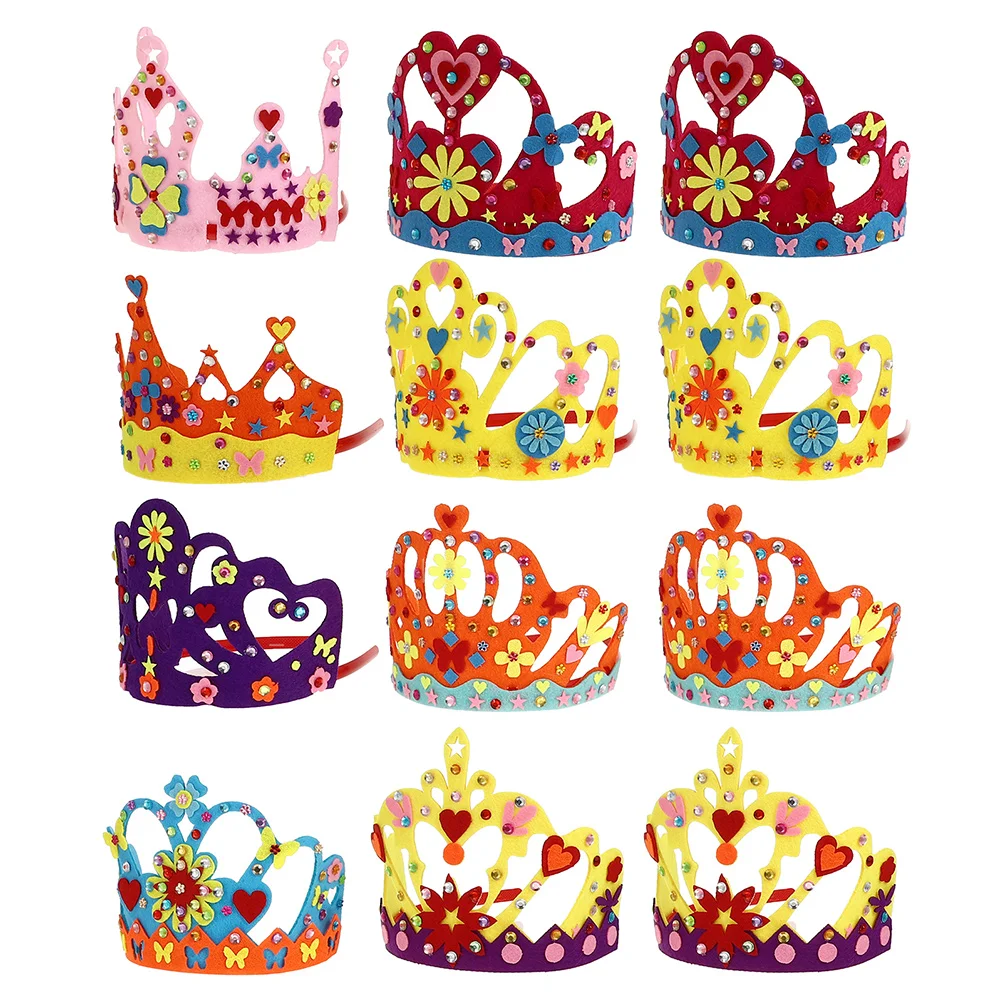 

12 Pcs DIY Crown Hat Party Hats Stage Performance Crowns Supplies Weaving Birthday