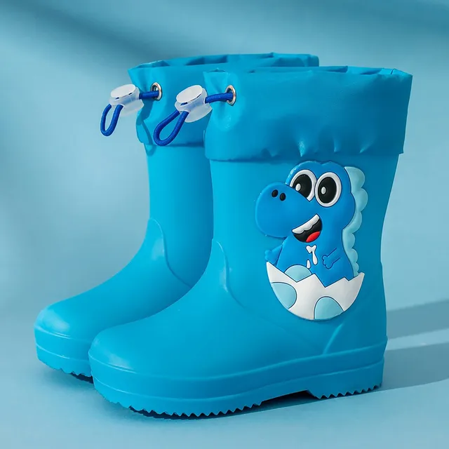 Children's Outdoor Waterproof Lined Half Height Rain Boots Rain Shoes With Drawstring Cartoon Non-Slip Rain Lightweight Boots 3