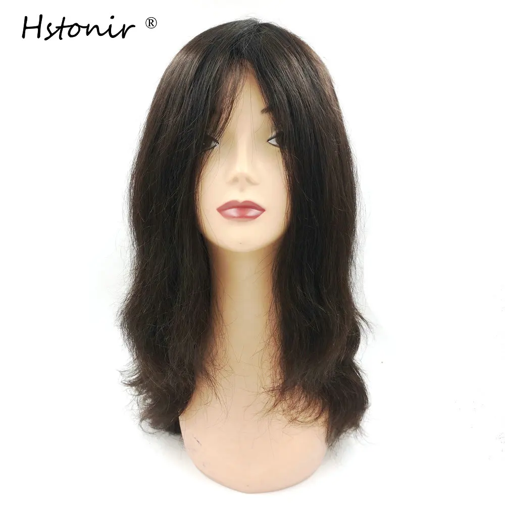 Hstonir 실리콘 풀 Pu 가발, 짧은 인모, 여성 및 남성, Cabelo 액세서리, 실제 머리, 빠른 배송, G003