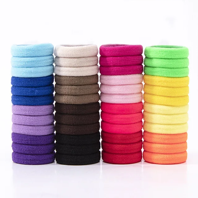 50pcs 3cm Candy Color Nylon Elastic Hair Bands Rubber Bands Scrunchies Hair Ropes Ponytail Holder Hair Accessories Set Black Red 1