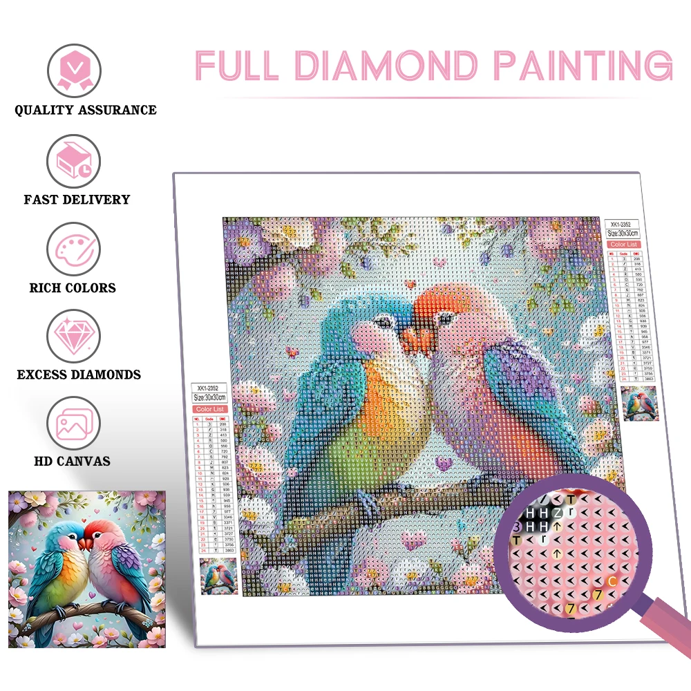 Animal Diamond Painting Parrot Full Square Round Mosaic Flower 5D DIY Home Decorative Rhinestone Pictures diamond art painting kit