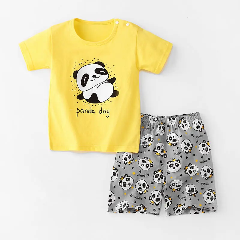 

ZWF1830 Boy Girl Clothes Baby Cotton Short Sleeve T Shirt Short Set Cartoon Clothing Baby Casual Set