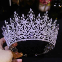 Luxury Miss Universe Queen Crown Crystal Big CZ Jewelry Tiara for Women Bride Hair Accessories Wedding Headdress Zircon Diadema