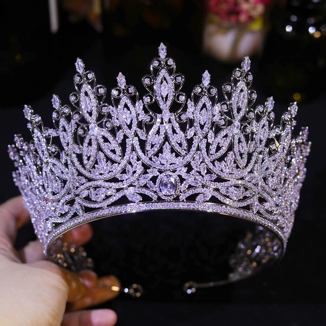 Luxury Miss Universe Queen Crown Crystal Big CZ Jewelry Tiara for Women Bride Hair Accessories Wedding Headdress Zircon Diadema