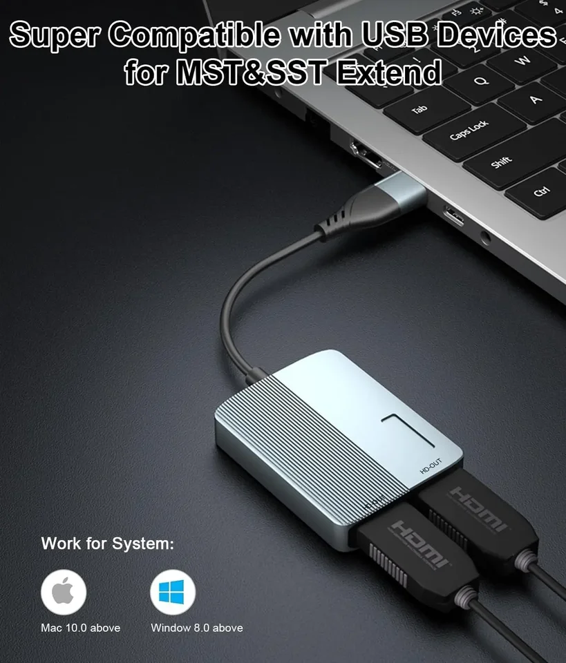 USB Dual HDMI Adapter for Windows and Mac