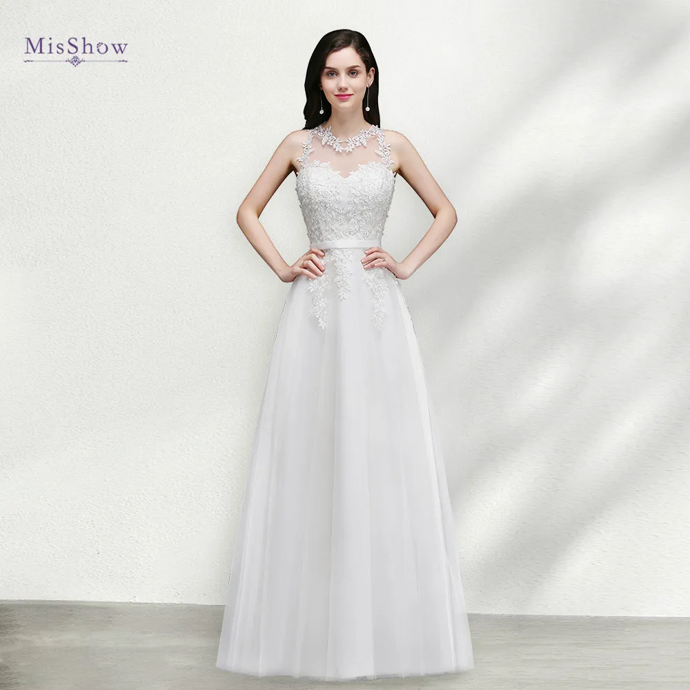 

Simple White Ivory Lace Beach Wedding Dresses Women 2022 Long A-line Sexy Illusion Sleeveless Bridal Gowns for Wedding Party