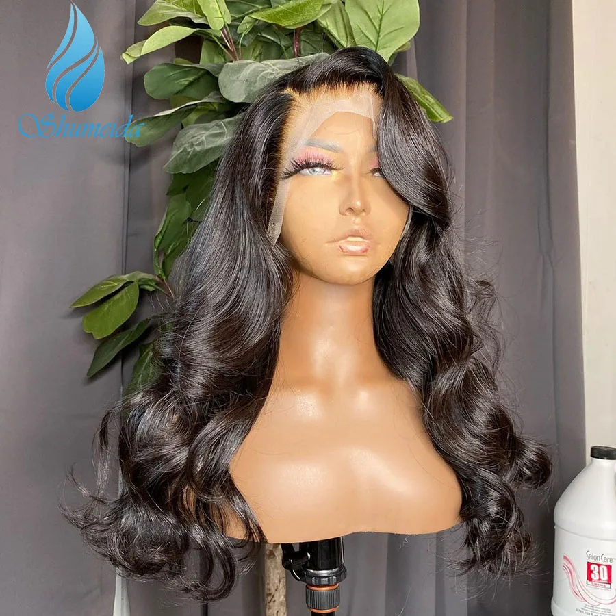 Shumeida Human Hair 360 Lace Wigs with Side Part 360 Lace Peruvian Hair Wigs For Black Women Body Wave Glueless 360 Lace Wigs