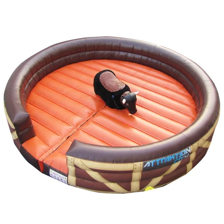 Outdoor Commercial Mechanical Bull Inflatable Mat Adults Bullfight Inflatable Games With Free Mattress