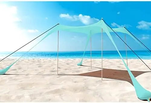 

10x10ft Beach Shade Tent for Sand, up Sun Shelter UPF50+,Outdoor Beach for Picnic Camping Sunshade with Carry Bag,8xGround Nail