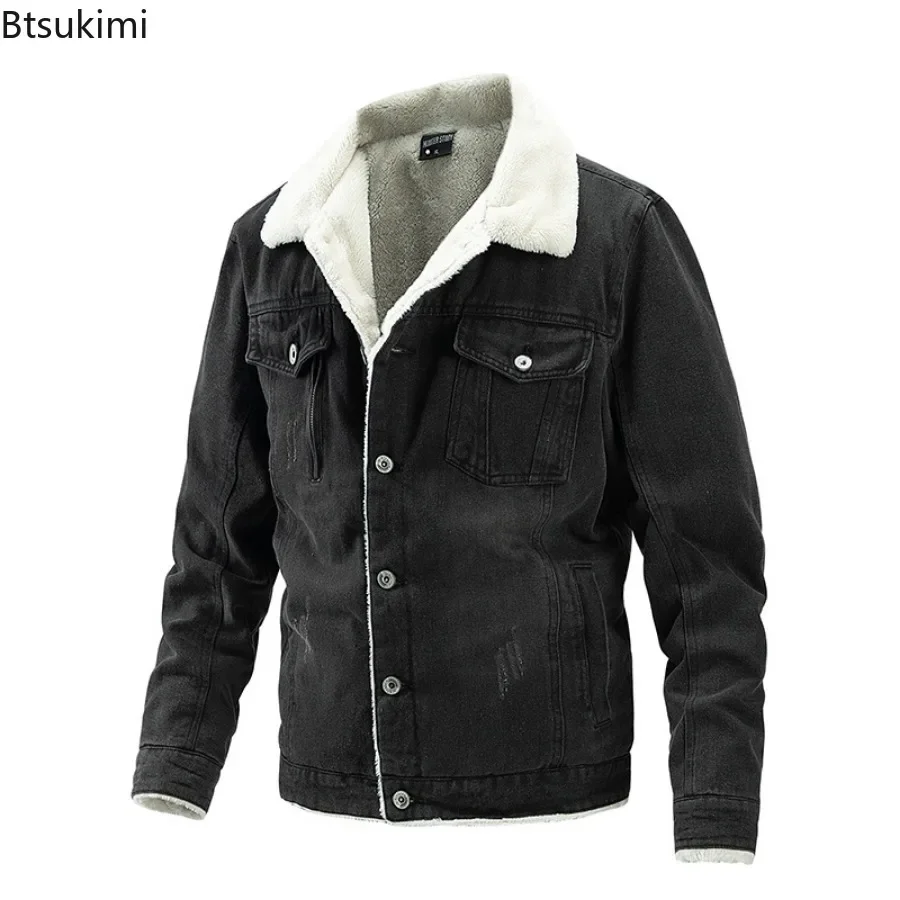2024 Men's Casual Denim Jackets Slim Warm Denim Coats Male Fashion Cotton Thicker Autumn Winter Jeans Jackets Warm Coats M-2XL