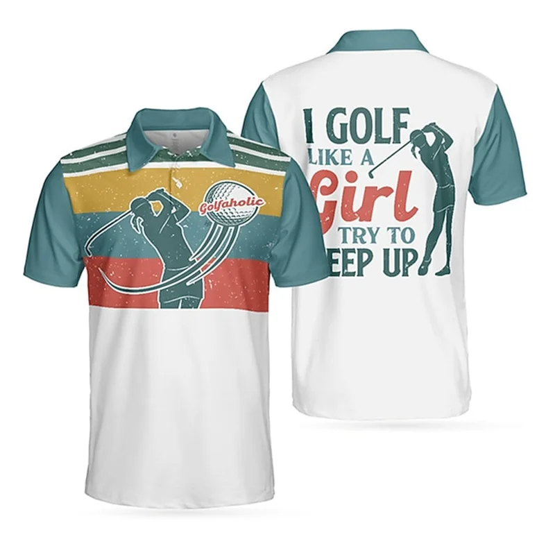 Men's Golf Casual Lapel Polo T-Shirt Outdoor Sports Harajuku Short Sleeve Summer
