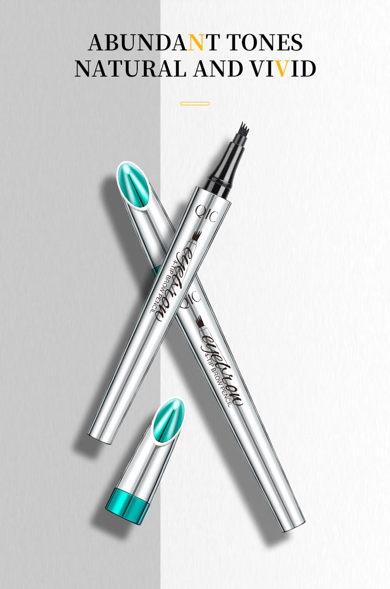 4 Punkte Augenbrauen stift 5 Farben flüssiger Brauens tift dunkelbraun Microb lading Augenbrauen stift wasserdichte Augenbrauen Tattoo Stift Kosmetik – Detail 8