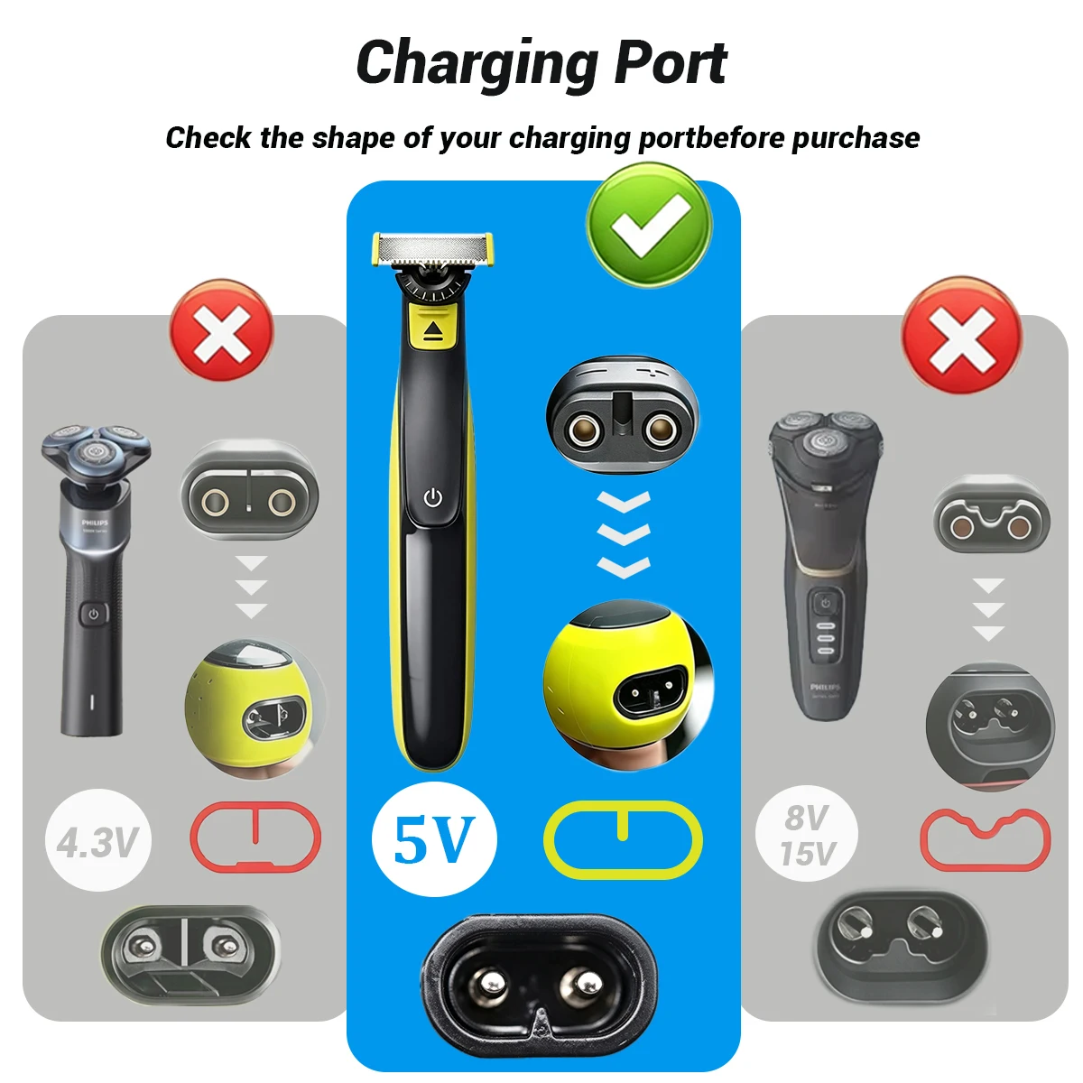 Universal USB 2-Prong Shaver Charging Cable Replacement