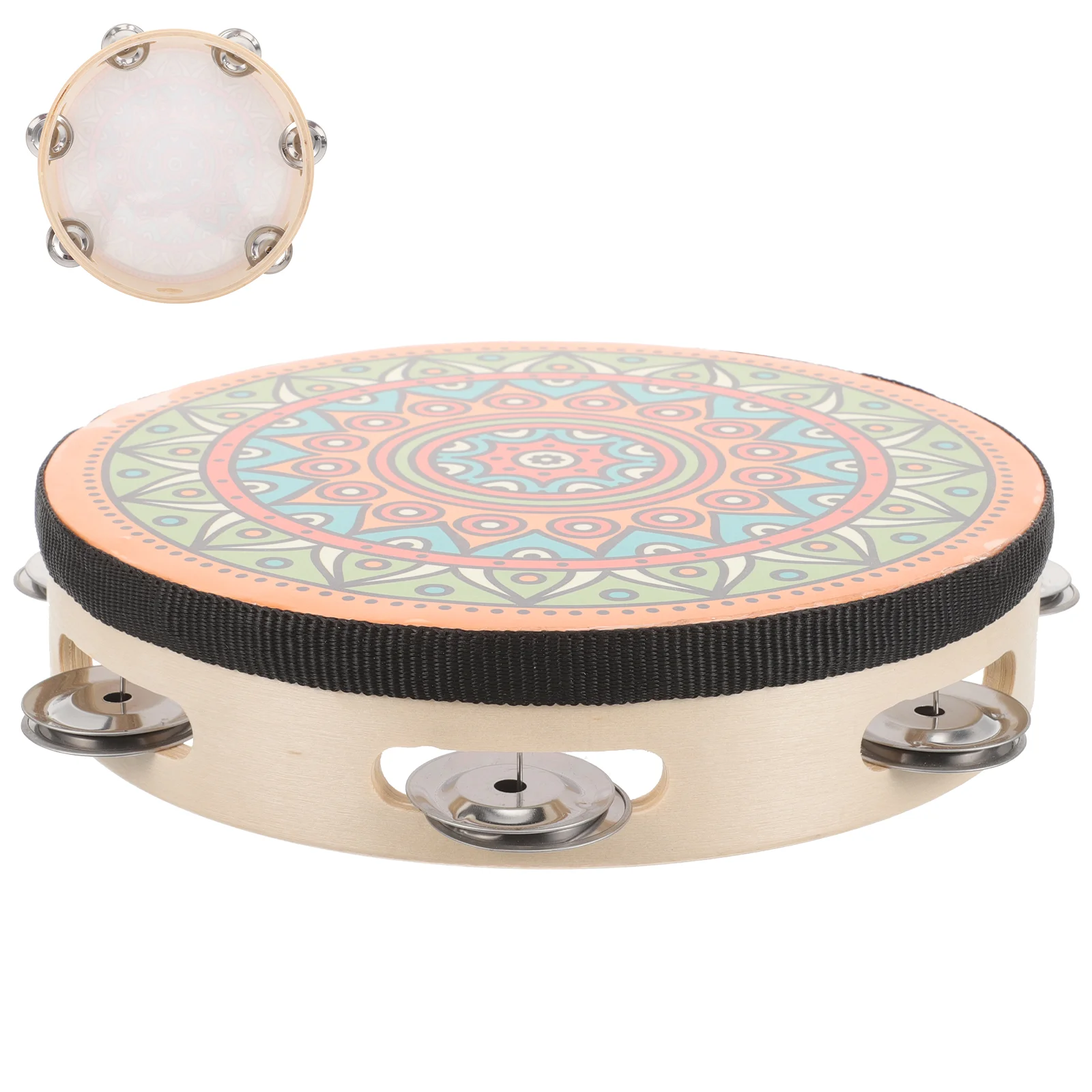 

Hand Drum Children Percussion Instruments Tambourine Bell Handheld for Kids Wood Musical Baby