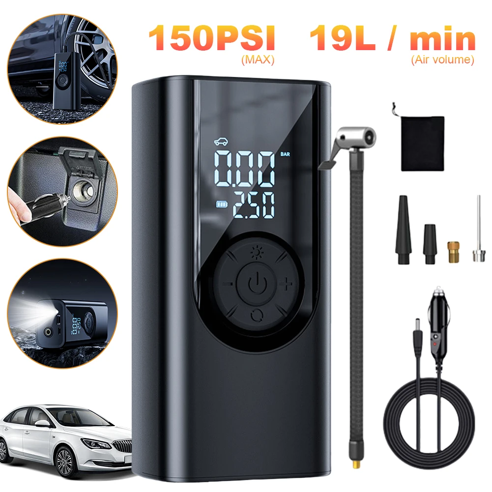 Portable Car Air Pump Electric Inflator Compressor Tire Inflator Pump Wireless Intelligent Digital Display Tire Gases Machines