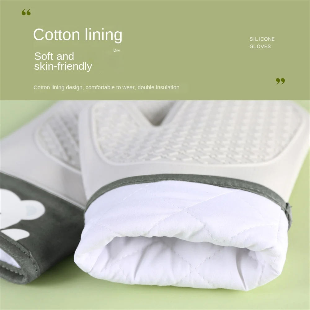 Silicone Oven Mitts Silicone And Cotton Double-layer Gloves for Microwave Oven Kitchen Baking